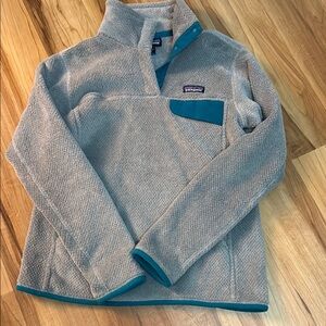 Patagonia Gray and Blue Fleece Jacket Quarter-Zip